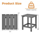 15" Patio Square Wooden Slat End Side Coffee Table for Garden-Gray