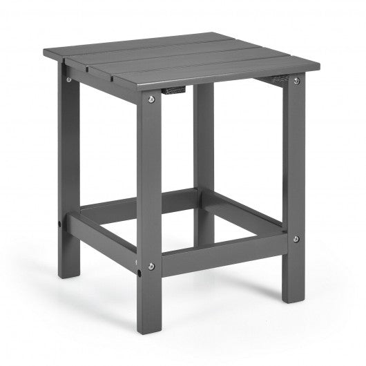 15" Patio Square Wooden Slat End Side Coffee Table for Garden-Gray