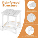 15" Patio Square Wooden Slat End Side Coffee Table for Garden-White