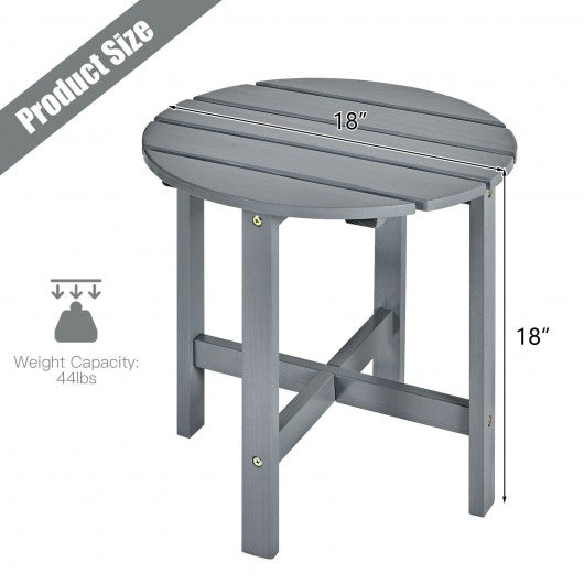 18" Patio Round Side Wooden Slat End Coffee Table for Garden-Gray