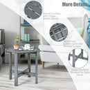 18" Patio Round Side Wooden Slat End Coffee Table for Garden-Gray