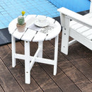 18" Patio Round Side Wooden Slat End Coffee Table for Garden-White