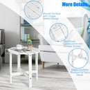 18" Patio Round Side Wooden Slat End Coffee Table for Garden-White