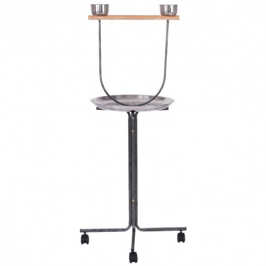 51" Bird Parrot Play Stand Perch with Pan Feeding Cups