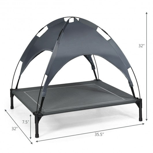Portable Elevated Outdoor Pet Bed with Removable Canopy Shade-36"