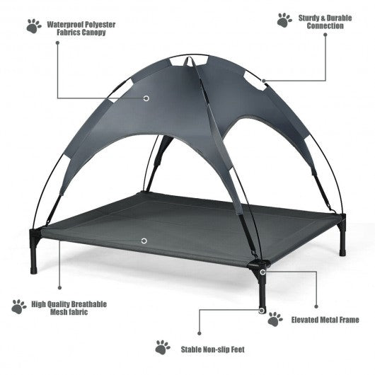 Portable Elevated Outdoor Pet Bed with Removable Canopy Shade-42"