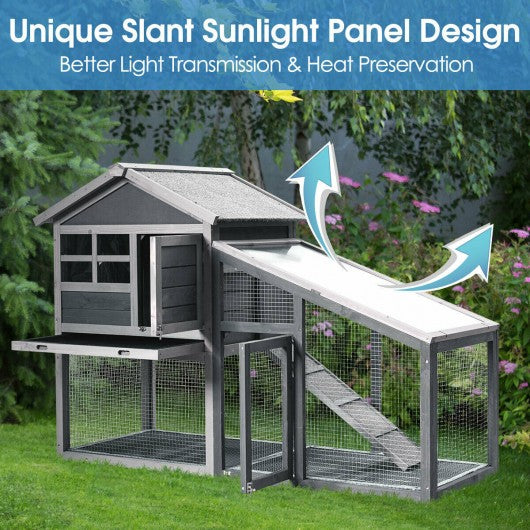 Wooden Chicken Coop with Ventilation Door and Removable Tray for Indoor and Outdoor
