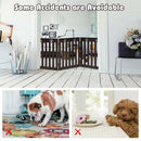 24" Folding Wooden Freestanding Dog Gate with 360° Flexible Hinge for Pet-Espresso