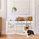 24" Folding Wooden Freestanding Dog Gate with 360° Flexible Hinge for Pet-White