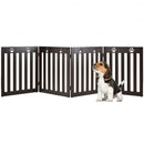 24" Folding Wooden Freestanding Pet Gate Dog Gate with 360° Hinge -Espresso