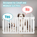 24" Folding Wooden Freestanding Pet Gate Dog Gate with 360° Hinge -White