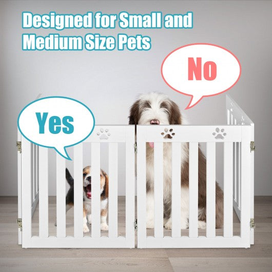 24" Folding Wooden Freestanding Pet Gate Dog Gate with 360° Hinge -White