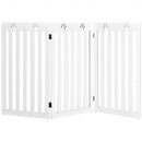 36" Folding Wooden Freestanding Pet Gate Dog Gate with 360° Flexible Hinge-White