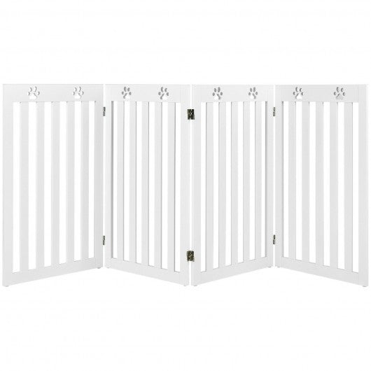 36" Folding Wooden Freestanding Pet Gate  with 360° Hinge-White