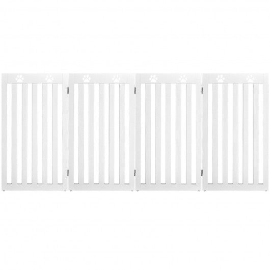 36" Folding Wooden Freestanding Pet Gate  with 360° Hinge-White