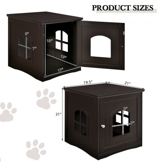 Side Table Nightstand Decorative Cat House-Brown