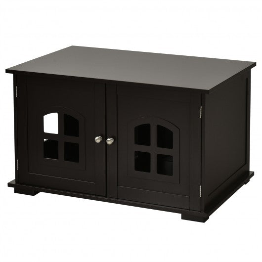 Large Wooden Cat Litter Box Enclosure Hidden Cat Washroom with Divider