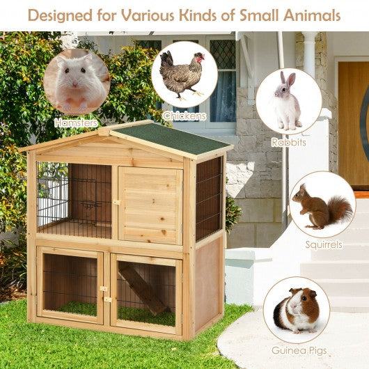 35 Inch Wooden Chicken Coop with Ramp