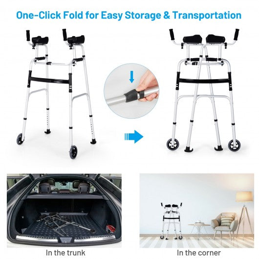 Folding Height Adjustable Walking Frame with Armrest Support
