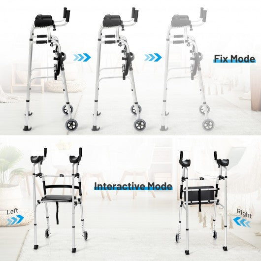 Foldable Aluminum Alloy Frame Wheel Walker With Seat and Armrest Pad
