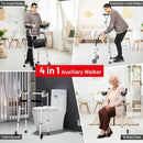 Foldable Aluminum Alloy Frame Wheel Walker With Seat and Armrest Pad