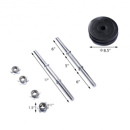 66 lbs Adjustable Cap Gym Weight Dumbbell Set