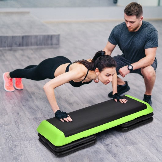 43" Height Adjustable Fitness Aerobic Step with Risers-Green