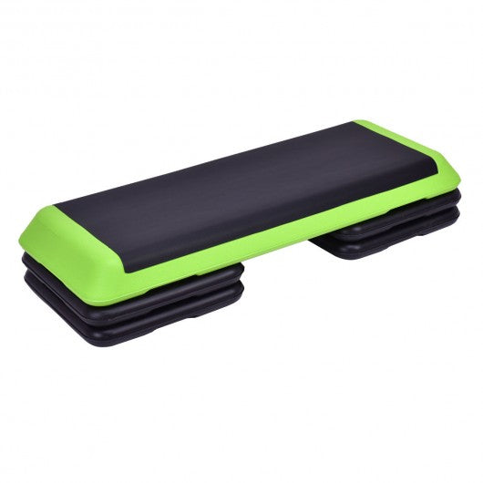 43" Height Adjustable Fitness Aerobic Step with Risers-Green