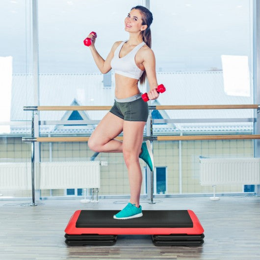 43" Height Adjustable Fitness Aerobic Step with Risers-Red