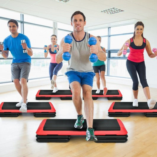 43" Height Adjustable Fitness Aerobic Step with Risers-Red