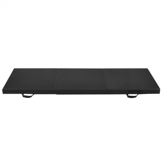 6' x 2' Exercise Tri-Fold Gymnastics Mat w- Carrying Handles-Black