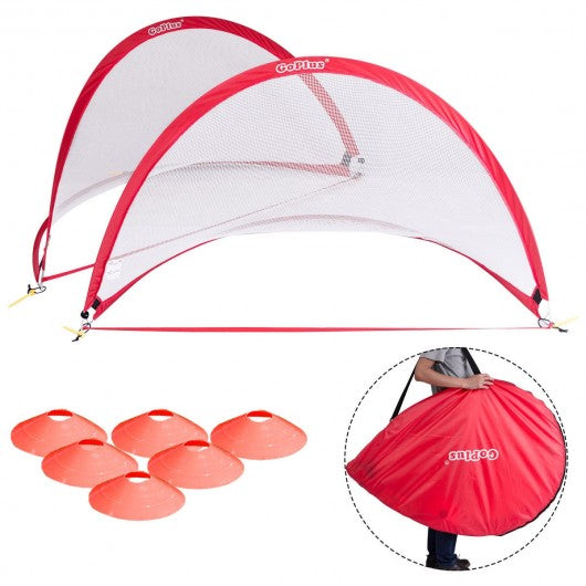 Set of 2 Portable 6' Pop-up Soccer Goals Set with Carrying Bag
