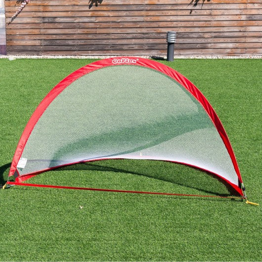 Set of 2 Portable 6' Pop-up Soccer Goals Set with Carrying Bag