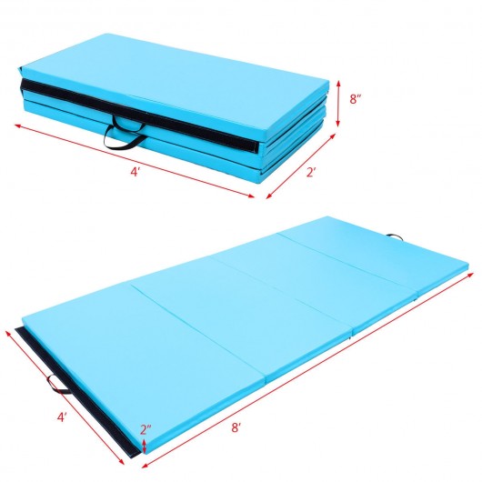 4' x 8' x 2" Gymnastics Mat Thick Folding Panel Aerobics Exercise Mat-Blue