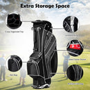 Golf Stand Cart Bag with 6-Way Divider Carry Pockets-Black
