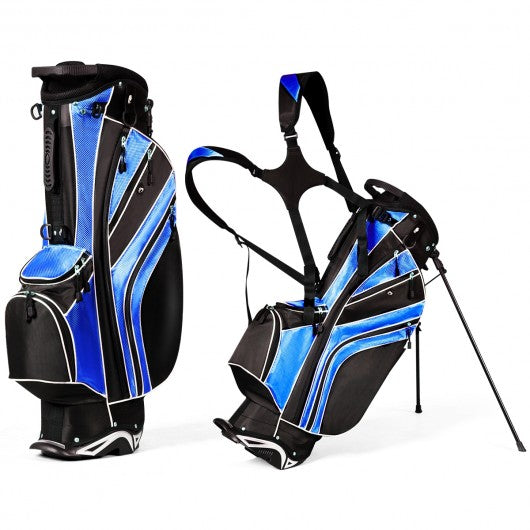 Golf Stand Cart Bag with 6-Way Divider Carry Pockets-Blue