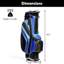 Golf Stand Cart Bag with 6-Way Divider Carry Pockets-Blue