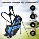 Golf Stand Cart Bag with 6-Way Divider Carry Pockets-Blue