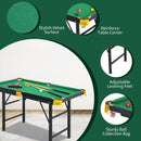47 Inch Folding Billiard Table with Cues and Brush Chalk -Green