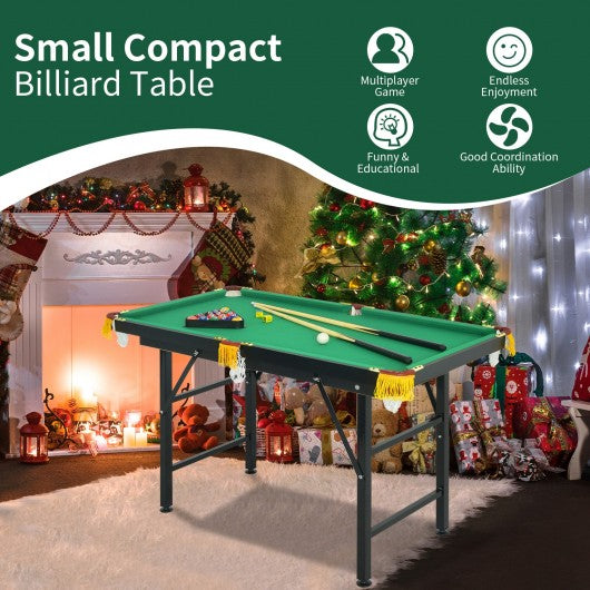 47 Inch Folding Billiard Table with Cues and Brush Chalk -Green