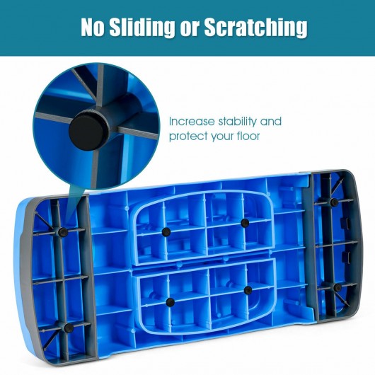 26" Height Adjustable Aerobic Exercise Step Deck with Risers and Non-Slip Surface-Blue