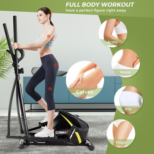 Adjustable Magnetic Elliptical Fitness Trainer with LCD Monitor and Phone Holder