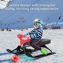 Kids Snow Sand Grass Sled w- Steering Wheel and Brakes-Red