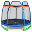 7 Ft Kids Trampoline W- Safety Enclosure Net-Blue