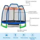 7 Ft Kids Trampoline W- Safety Enclosure Net-Blue