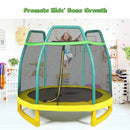 7FT Kids Trampoline W- Safety Enclosure Net-Green