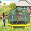 7FT Kids Trampoline W- Safety Enclosure Net-Green
