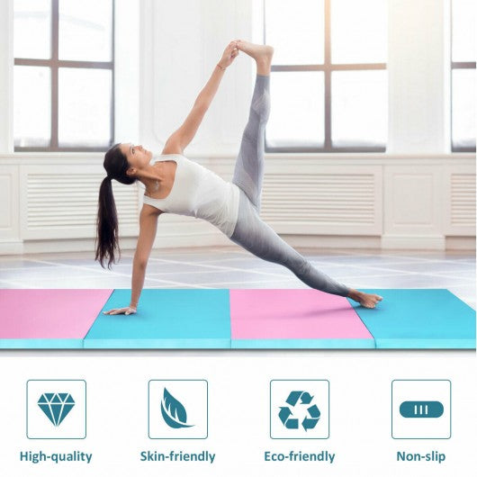 8' x 4' x 2" Folding Gymnastics Tumbling Mat-Blue&Pink