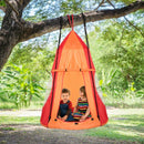 2-in-1 40 Inch Kids Hanging Chair Detachable Swing Tent Set-Orange
