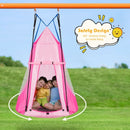2-in-1 40 Inch Kids Hanging Chair Detachable Swing Tent Set-Pink